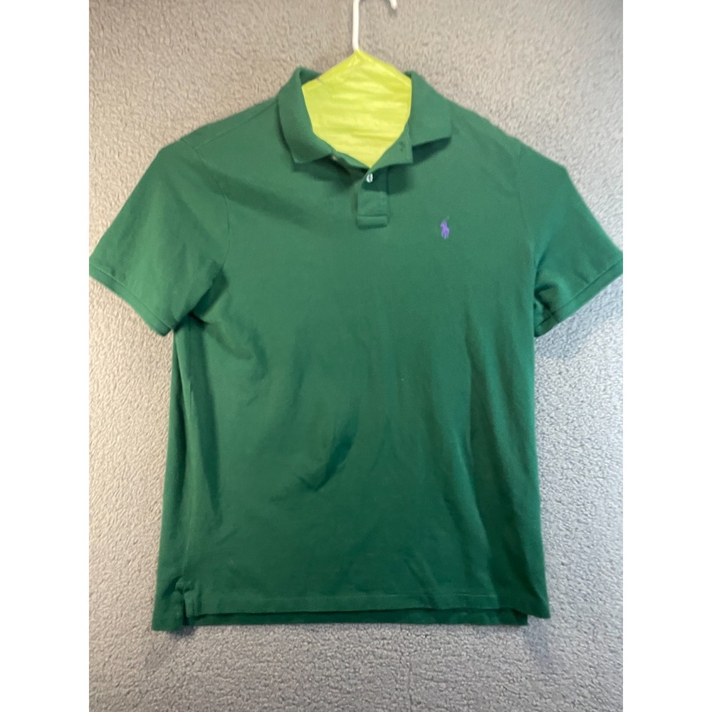 Vintage Polo Ralph Lauren Mens LG  Deep Green Polo Shirt Purple‎ Pony